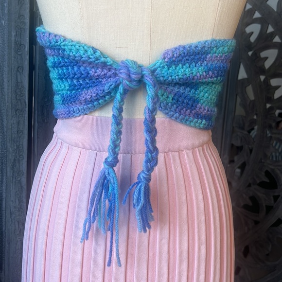 🦋 Hand Crocheted Hippie Halter Multicolored Woodstock Festival Top 🦋 Free Size - Picture 5 of 8